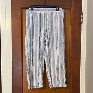 Per Se Blue and White Striped Linen Pants